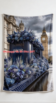 Elegant Dior London Floral Flannel Fleece Blanket D090